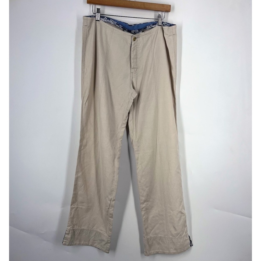 Horny Toad Womens Beige Linen Cotton Blend Straight Leg Pants Size 10 RN 95433
